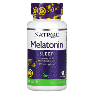 Natrol, Melatonina, Liberación en el tiempo, 3 mg, 100 tabletas