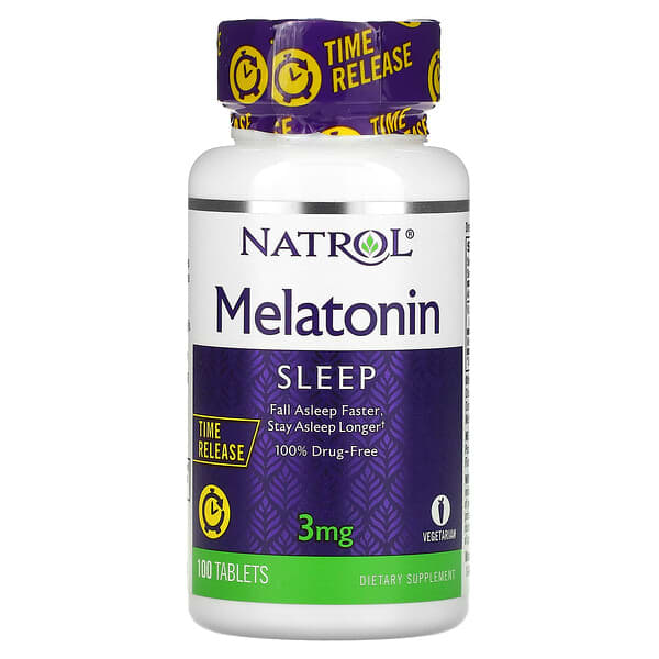 Natrol, Мелатонин, медленное высвобождение, 3 мг, 100 таблеток
