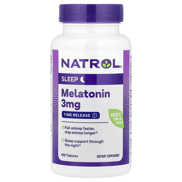 Natrol, Melatonin, Time Release, 3 mg, 100 Tablets