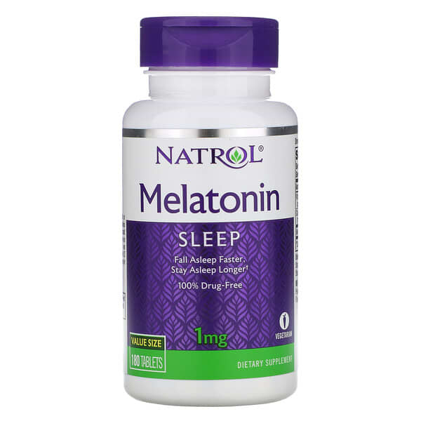 Natrol‏, מלטונין, 1 מ"ג, 180 טבליות