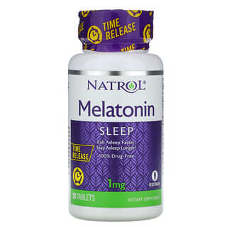 Natrol, Melatonina, Liberação Prolongada, 1 mg, 90 Comprimidos