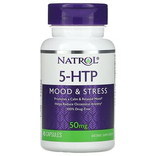 Natrol, 5-HTP, Humor e Estresse, 50 mg, 45 Cápsulas
