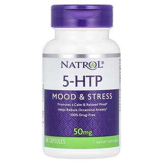 Natrol, 5-HTP, Humor e Estresse, 50 mg, 45 Cápsulas