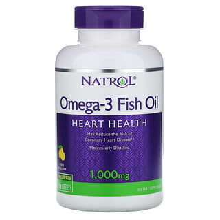 Natrol, Óleo de Peixe Ômega-3, Sabor Natural de Limão, 1.000 mg, 150 Cápsulas Softgel