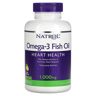 Natrol, Aceite de pescado Omega 3, sabor natural de limón, 1000 mg, 150 cápsulas blandas