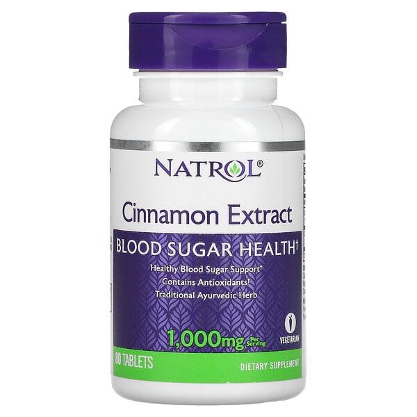 Natrol, экстракт корицы, 500 мг, 80 таблеток
