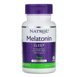 Natrol, Мелатонин, с повышенной силой действия, 5 мг, 60 таблеток