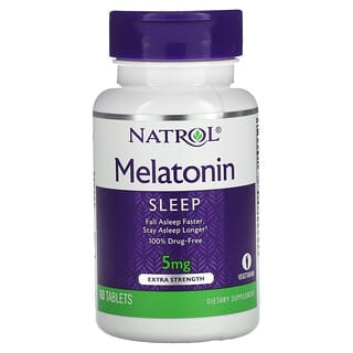 Natrol, Мелатонин, с повышенной силой действия, 5 мг, 60 таблеток