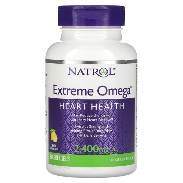 Natrol‏, Extreme Omega, לימון, 1,200 מ"ג, 60 כמוסות ג'ל רכות