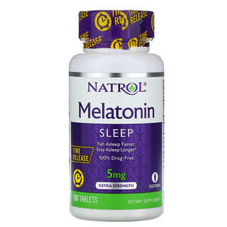 Natrol, Мелатонин, медленное высвобождение, с повышенной силой действия, 5 мг, 100 таблеток