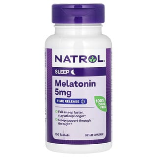 Natrol, мелатонин, медленное высвобождение, 5 мг, 100 таблеток