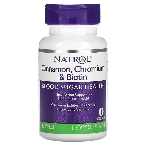 Natrol, Cinnamon, Chromium & Biotin, 60 Tablets