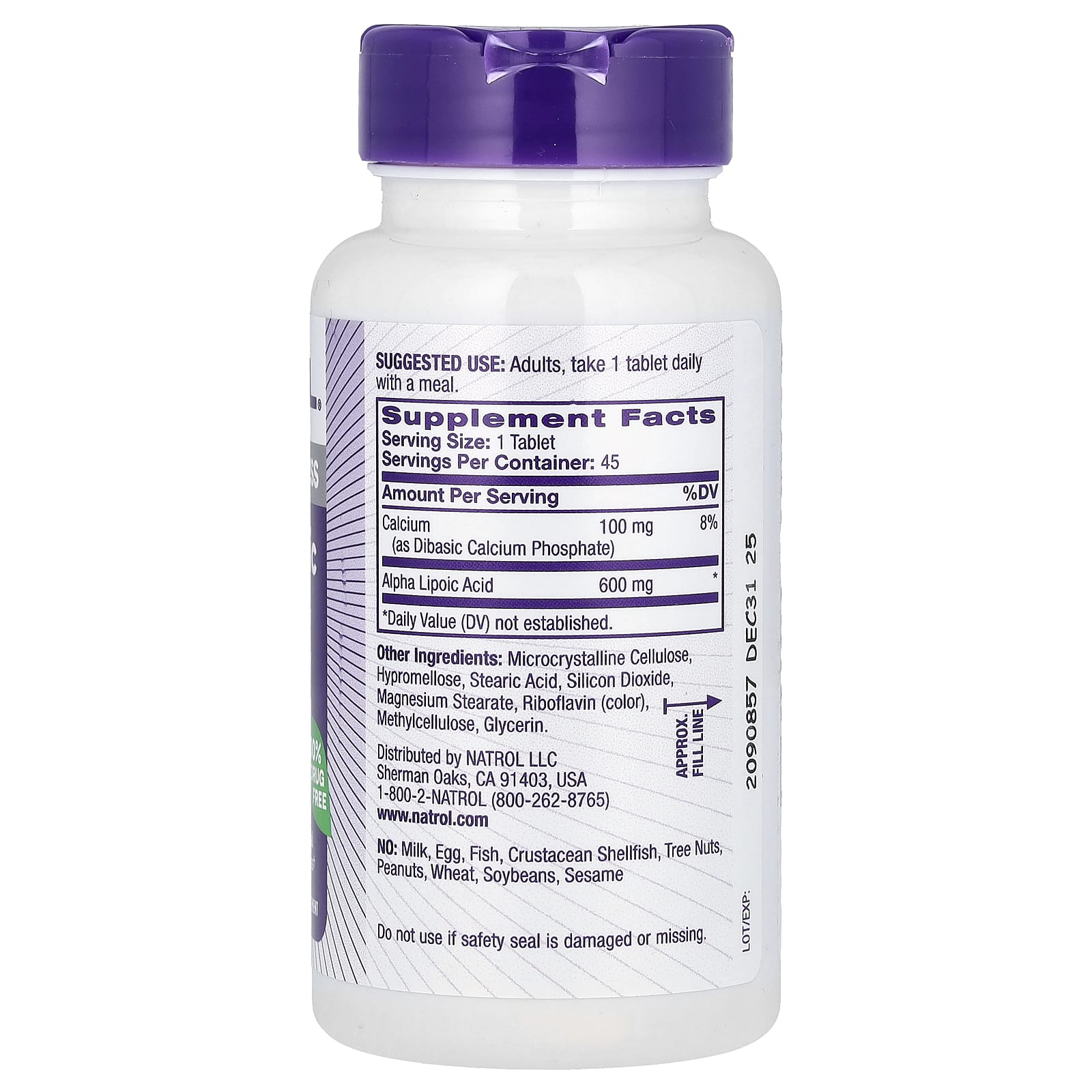 Natrol, Alpha Lipoic Acid, Time Release, 600 mg, 45 Tablets