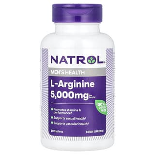 Natrol, L-arginina, 5000 mg, 90 comprimidos (1000 mg por comprimido)