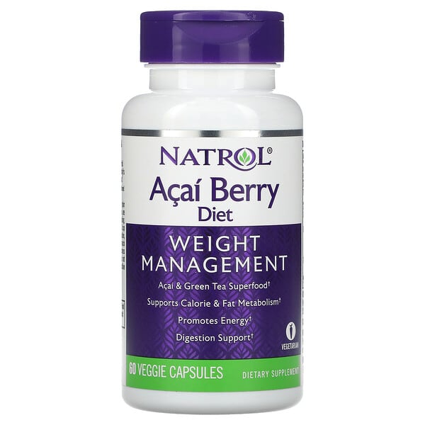 Natrol, Acai Berry Diet, для коррекции веса, 60 вегетарианских капсул