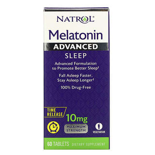 Natrol, Melatonina, Advanced Sleep, Liberação Prolongada, 10 mg, 60 Comprimidos