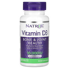 Natrol, Vitamin D3,  Bone & Joint Health, Maximum Strength, 10,000 IU, 60 Tablets