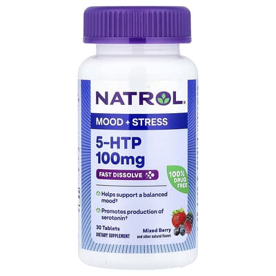 Natrol, 5-HTP, Instant Dissolve Tablets, Extra Strength, Wild Berry Flavor, 100 mg, 30 Tablets