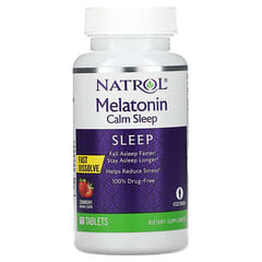 Natrol, Melatonin Calm Sleep, Fast Dissolve, Strawberry, 60 Tablets