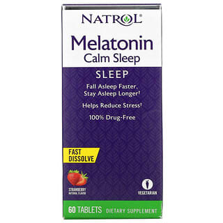 Natrol, Melatonina Calm Sleep, Disolución rápida, Fresa, 60 comprimidos
