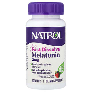 Natrol, Melatonin, Fast Dissolve, Strawberry, 3 mg, 90 Tablets