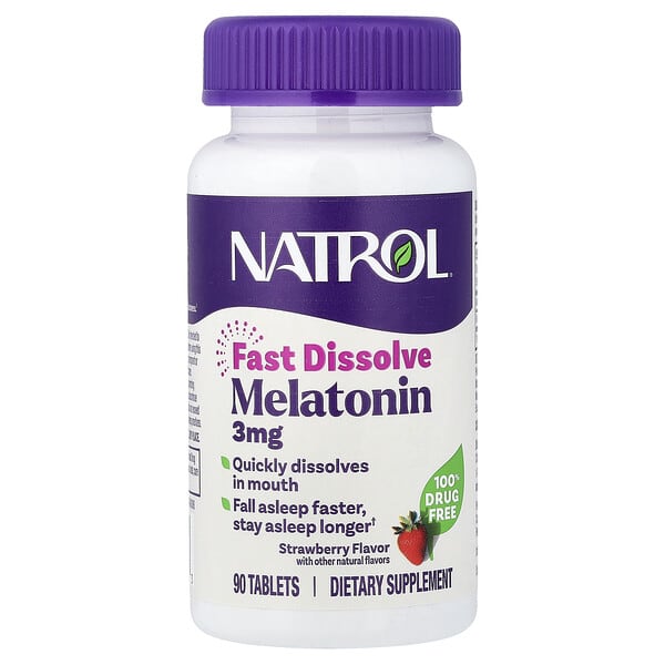 Natrol, Melatonin, Fast Dissolve, Strawberry, 3 mg, 90 Tablets