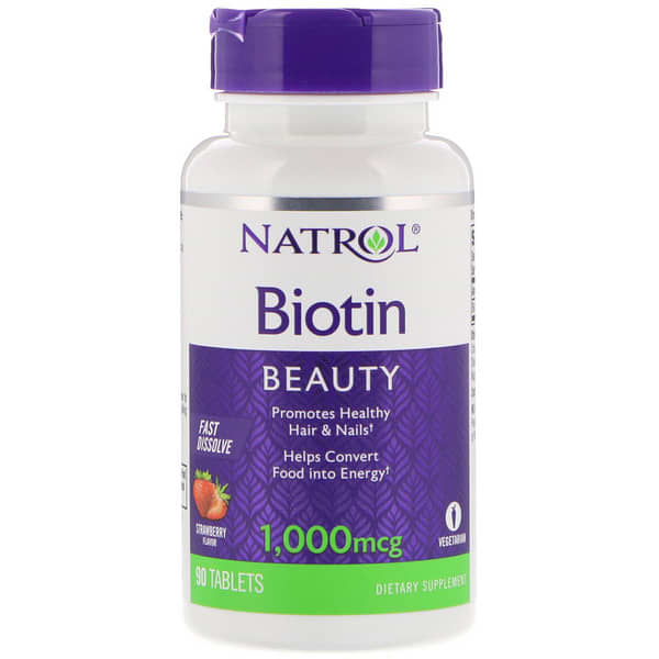 Natrol, Биотин, быстрорастворимый, клубничный вкус, 1000 мкг, 90 таблеток (Discontinued Item)
