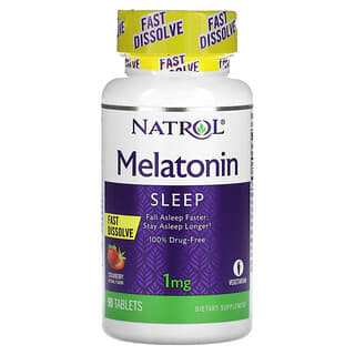 Natrol, Melatonina, disolución rápida, fresa, 1 mg, 90 tabletas