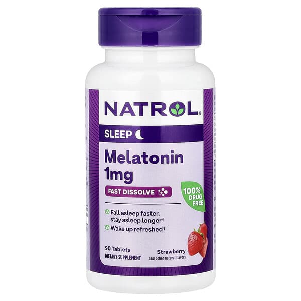 Natrol, 褪黑荷爾蒙，即溶，草莓，1 mg，90片
