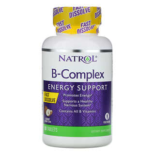 Natrol, Комплекс витаминов группы B, быстрорастворимые, натуральный кокосовый вкус, 90 таблеток