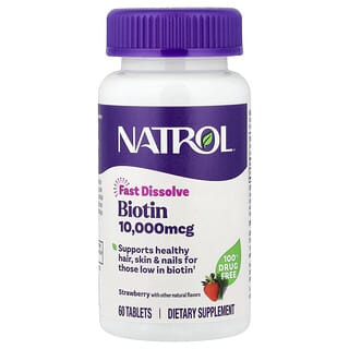 Natrol, 生物维生素，速溶，优质强度，草莓味，10000 微克，60 片