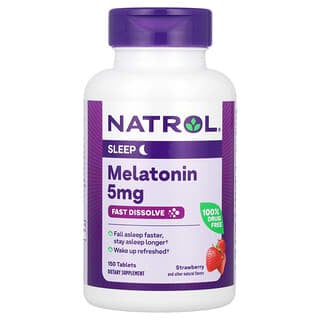 Natrol, мелатонін, що швидко розчиняється, посилена дія, зі смаком полуниці, 5 мг, 150 таблеток