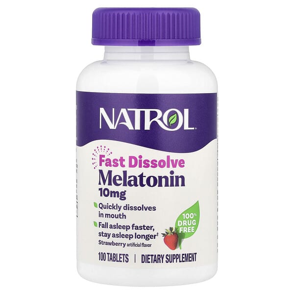 Melatonin, Fast Dissolve, Strawberry, 10 mg, 100 Tablets
