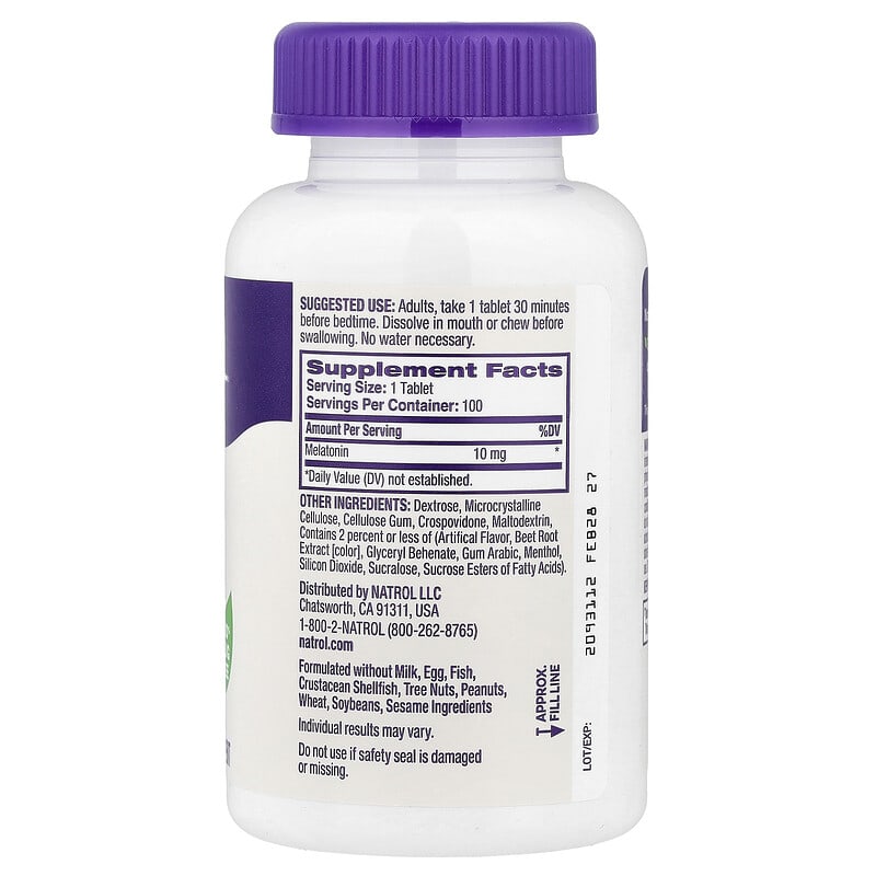 Natrol, Melatonin, Fast Dissolve, Strawberry, 10 mg, 100 Tablets