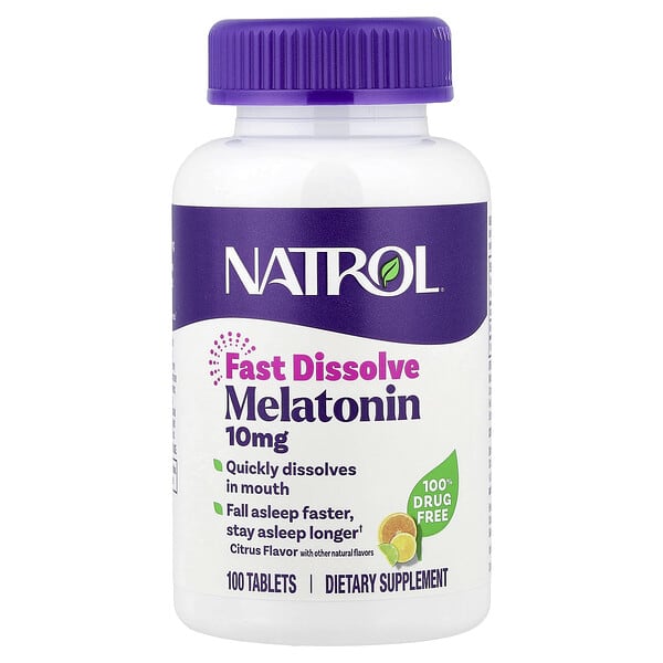 Natrol, 멜라토닌, 빠르게 용해, 감귤류, 10mg, 100정