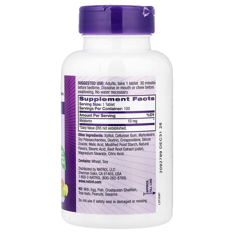Natrol, Melatonin, Fast Dissolve, Maximum Strength, Citrus, 10 mg, 100 Tablets