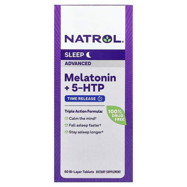 Natrol, 褪黑荷爾蒙 + 5-HTP，緩釋，60 片雙層片劑
