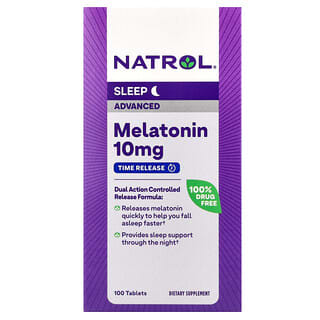 Natrol, Melatonin, Peningkat Kualitas Tidur, Pelepasan Bertahap, 10 mg, 100 Tablet