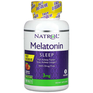 Natrol, Melatonina, Disolución rápida, Fresa, 3 mg, 150 comprimidos