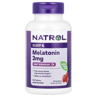 Natrol‏, מלטונין, מתמוסס במהירות, בטעם תות, 3 מ"ג, 150 טבליות