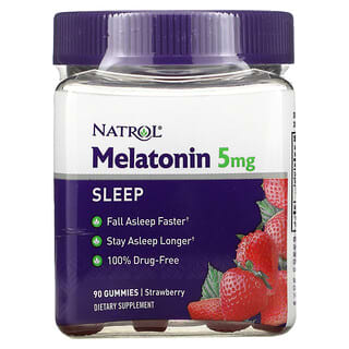Natrol, мелатонин, для хорошего сна, вкус клубники, 5 мг, 90 жевательных конфет