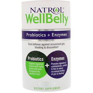 Natrol, WellBelly，益生菌+酶，30粒胶囊
