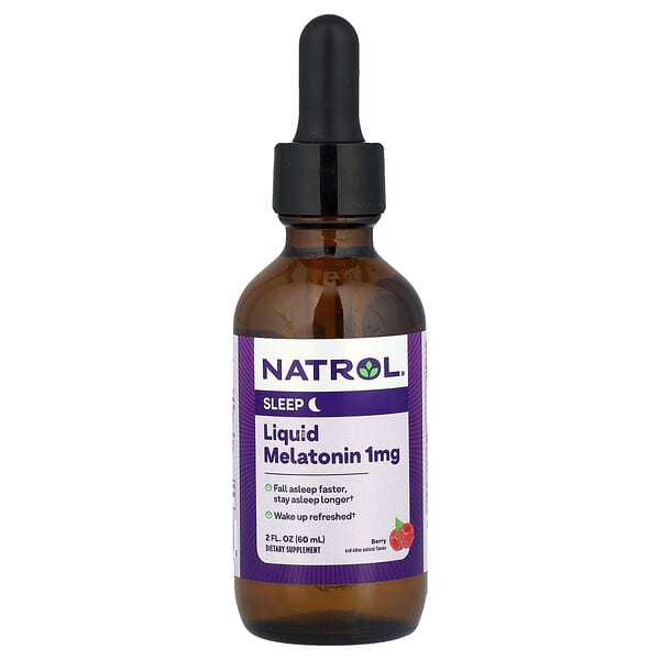 Natrol, 液態褪黑素，睡眠，天然漿果味，1 毫克，2 液體盎司（60 毫升）