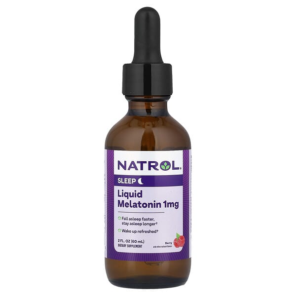 Natrol Liquid Melatonin, Berry, 1 mg, 2 fl oz (60 ml)