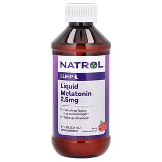 Natrol, Melatonina Líquida, Sono, Sabor Natural de Baga, 2,5 mg, 237 ml (8 fl oz)