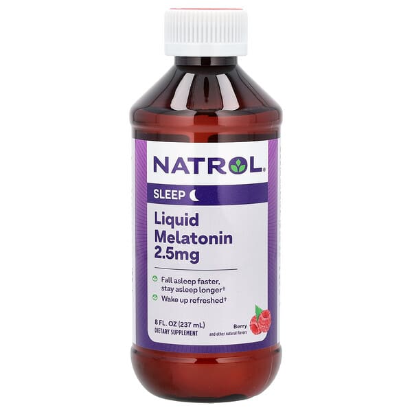 Natrol, เมลาโทนินแบบน้ำ ส่งเสริมการนอนหลับ รสเบอร์รี่ 2.5 มก. ขนาด 8 ออนซ์ (237 มล.)