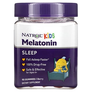 Natrol, Kids, мелатонин, для детей от 4 лет, ягодный вкус, 90 жевательных конфет
