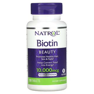 Natrol, Biotina, Concentración máxima, 10.000 mcg, 200 comprimidos