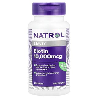 Natrol, Biotina, Concentración máxima, 10.000 mcg, 200 comprimidos