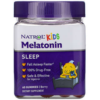 Natrol, Kids, мелатонин, для детей от 4 лет, ягодный вкус, 60 жевательных конфет